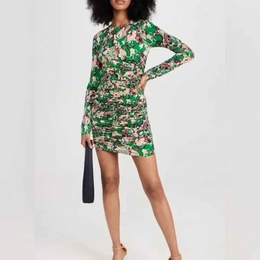 Nwt A.L.C. Kiki Floral Ruched Mini Dress Size Xs Stretch Bodycon
